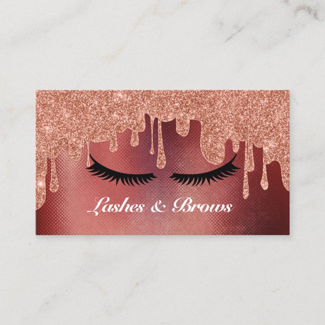 Lashes und Brows Elegantes Script Gold Makeup Beau Visitenkarte (Vorderseite)