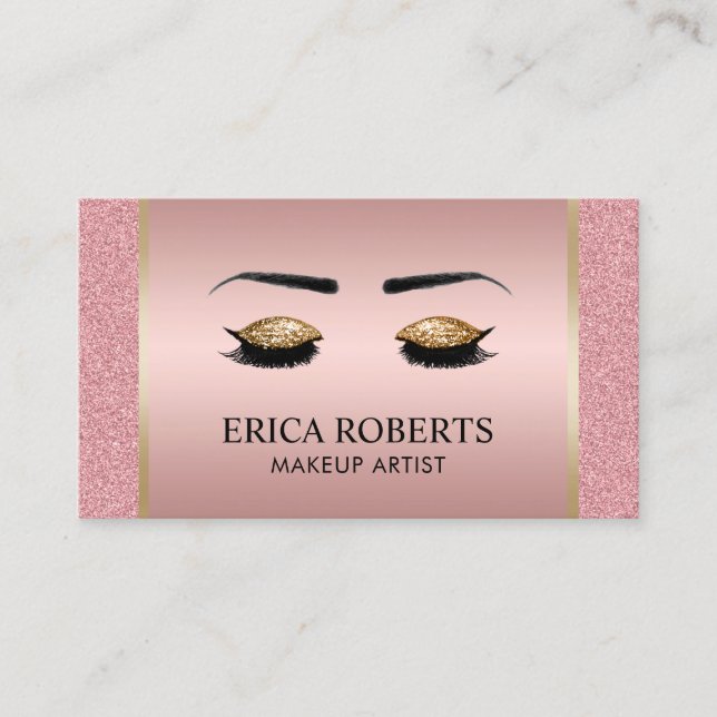Lashes und Brows Makeup Artist Moderne Rose Gold Visitenkarte (Vorderseite)