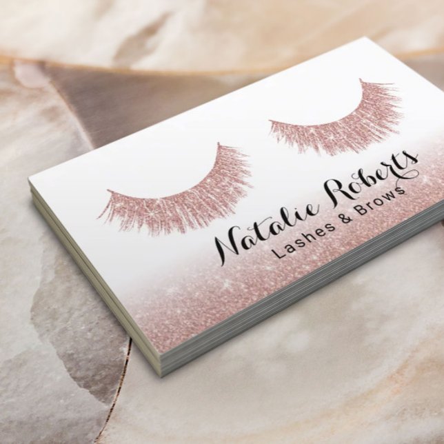Lashes und Brows Makeup Artist Moderne Rose Gold Visitenkarte (Von Creator hochgeladen)