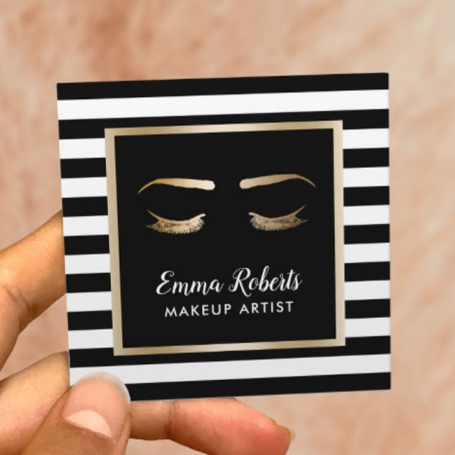Lashes und Brows Makeup Artist Moderne schwarze St Quadratische Visitenkarte (Von Creator hochgeladen)