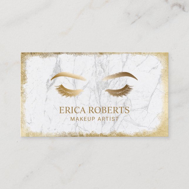 Lashes und Brows Makeup Artist Moderner weißer Mar Visitenkarte (Vorderseite)