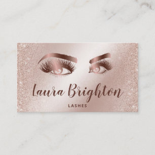 Lashes und Brows Makeup Rose Gold Glitzer Visitenkarte