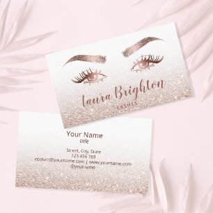 Lashes und Brows Makeup Rose Gold Glitzer Visitenkarte
