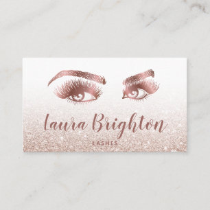Lashes und Brows Makeup Rose Gold Glitzer Visitenkarte