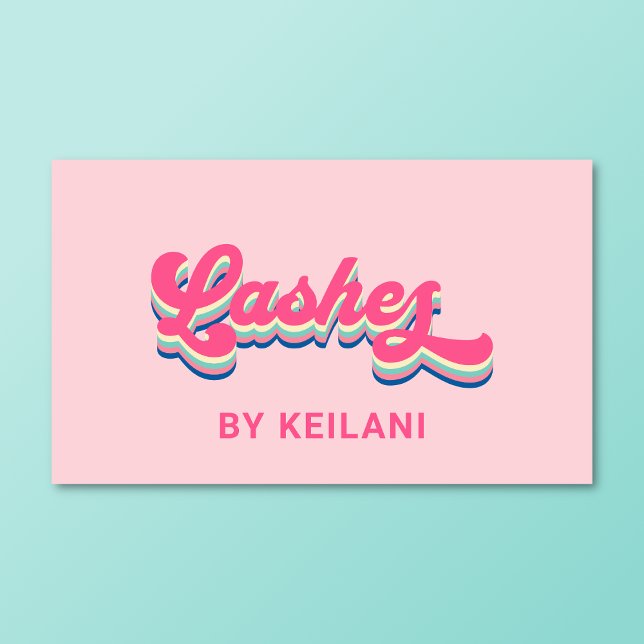 Lashes Visitenkarte (Groovy retro lashes business card on a turquoise background. )