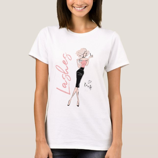 Lashmaker Mädchen mit pincette T-Shirt (Vorderseite)
