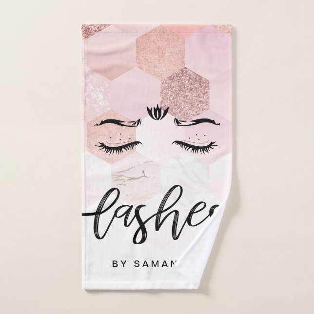 Lashs d'or Rose personnalisé (Serviette à main)