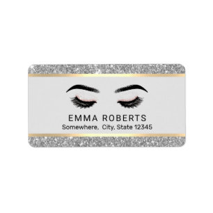 Lashs Makeup Künstler Moderne Silver Beauty Salon Adressaufkleber