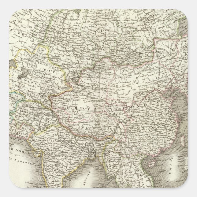 L'Asie - Asien Quadratischer Aufkleber (Vorderseite)