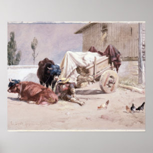 LaSiesta: Szene in den Ostpyrenäen, 1872 (mit Poster
