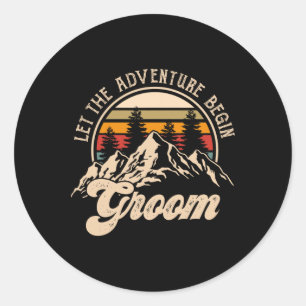 Lass Adventure Begin Groom Paare Matching Wedding Runder Aufkleber