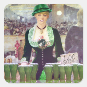 Lass Barkeeper St. Patrick's Day Quadratischer Aufkleber