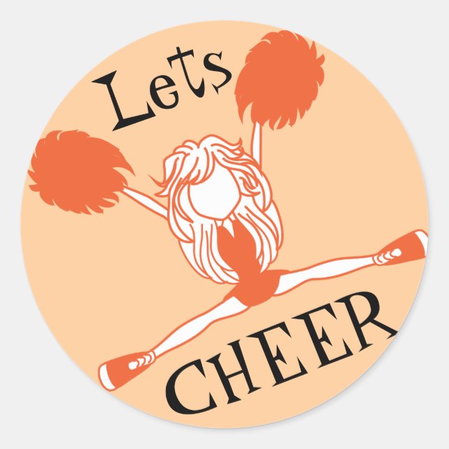 Lass Cheer Orange Cheerleader Runder Aufkleber (Vorderseite)