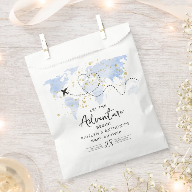 "Lass das Abenteuer an!" Reisekarte Kinderdusche Geschenktütchen (Ausgeschnitten)