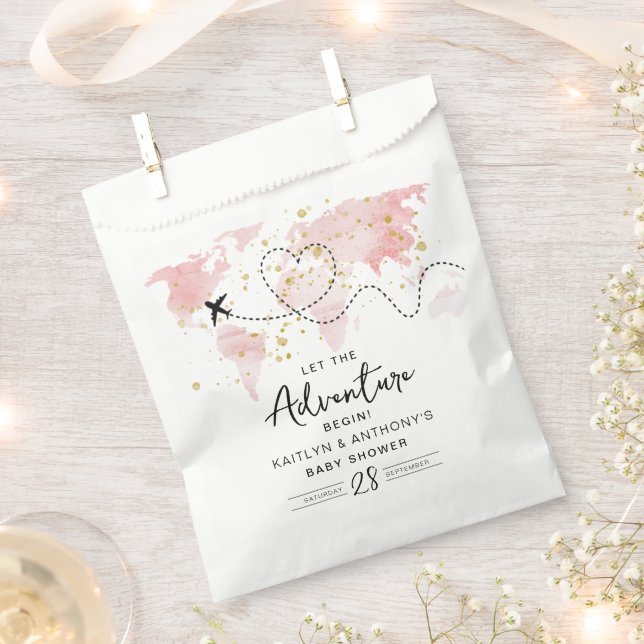 "Lass das Abenteuer an!" Reisekarte Kinderdusche Geschenktütchen (Ausgeschnitten)
