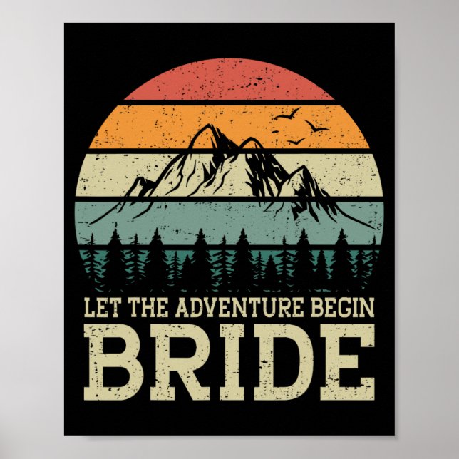 Lass das Abenteuer Begin Bride Just Married Paares Poster (Vorne)