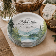 Lass das Abenteuer beginnen Baby Shower Papierplat Pappteller