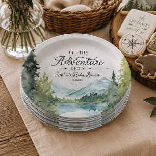 Lass das Abenteuer beginnen Baby Shower Papierplat Pappteller