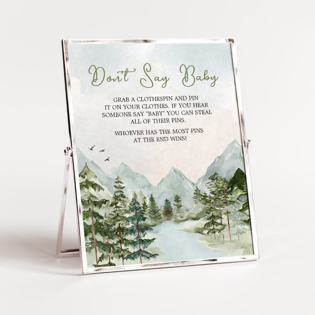 Lass das Adventure Begin Woodland Don't Say Baby Poster (Forest Baby Shower Don't Say Baby Sign)