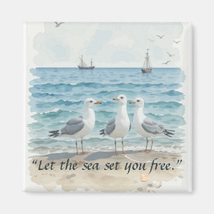 Lass das Meer Set Sie kostenlos - Strand und Meerw Magnet