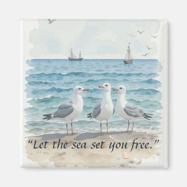 Lass das Meer Set Sie kostenlos - Strand und Meerw Magnet (Vorne)