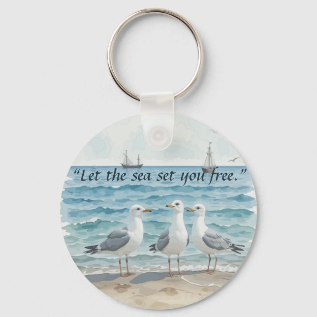 Lass das Meer Set Sie kostenlos - Strand und Meerw Schlüsselanhänger (Vorderseite)