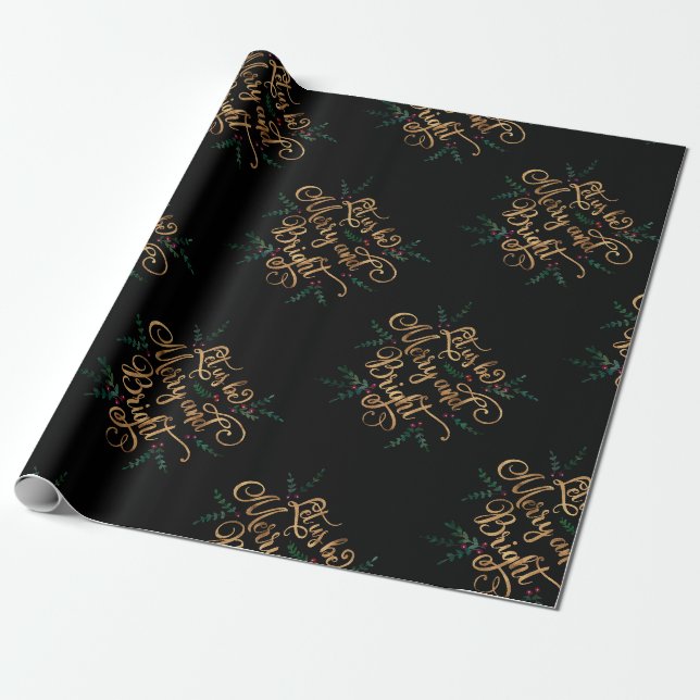 Lass, dass wir eine fröhliche und helle Goldfoil-T Geschenkpapier (Ungerollt)