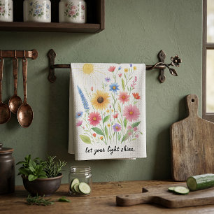 Lass dein Licht Blumen und Sonne scheinen Geschirrtuch