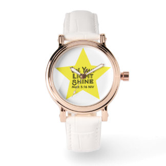 Lass dein Licht scheinen Bibelvers gelber Stern Armbanduhr