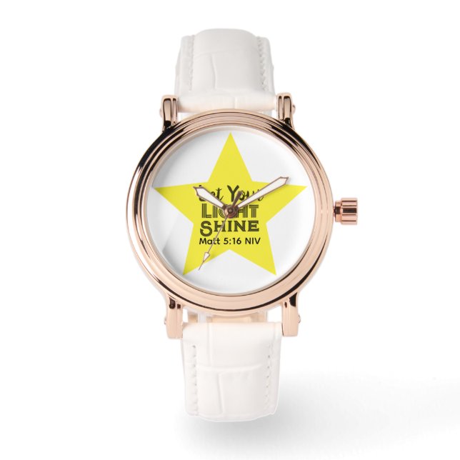 Lass dein Licht scheinen Bibelvers gelber Stern Armbanduhr (Vorderseite)