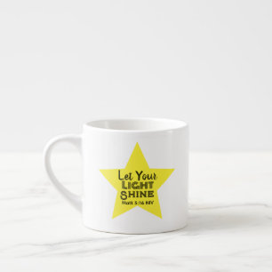 Lass dein Licht scheinen Bibelvers gelber Stern Espressotasse