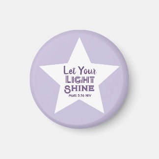 Lass dein Licht scheinen Bibelvers Weiß Stern Lila Magnet