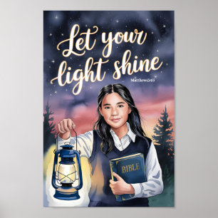 Lass dein Light Shine Christlich Teen Girl Wall Ar Poster