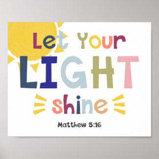 Lass dein Light Shine Kids Christlich Bible Verse  Poster