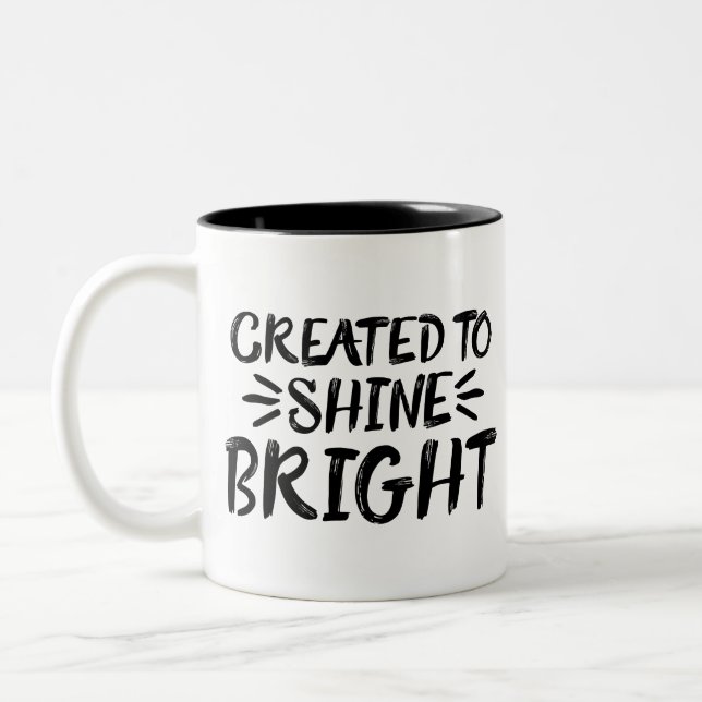 Lass dein Light Shine Scripture Art Zitat Motiv Zweifarbige Tasse (Links)