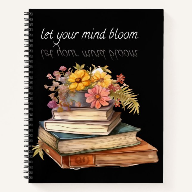 Lass Dein Mind Bloom - Elegantes Blumenheft Notizbuch (Vorderseite)