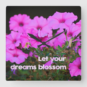 Lass dein Träume-Blossom Quadratische Wanduhr