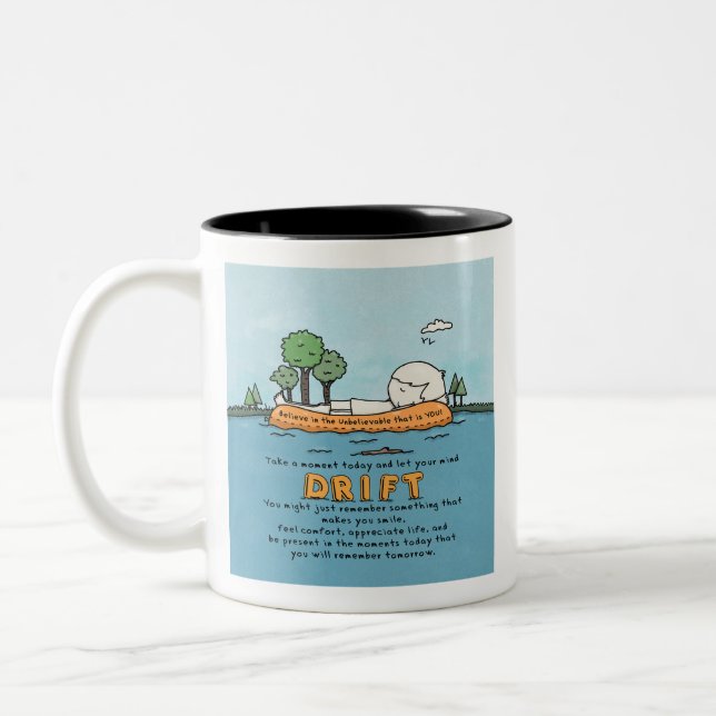 Lass Deine Gedankenbewegung Zweifarbige Tasse (Links)
