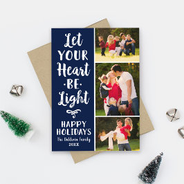 Lass Deine Herz-Be-Light-Navy-Script-FotoCollage Feiertagskarte