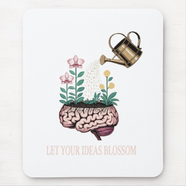 Lass deine Ideen Blossom | Vintager Brain Garden Mousepad (Vorne)