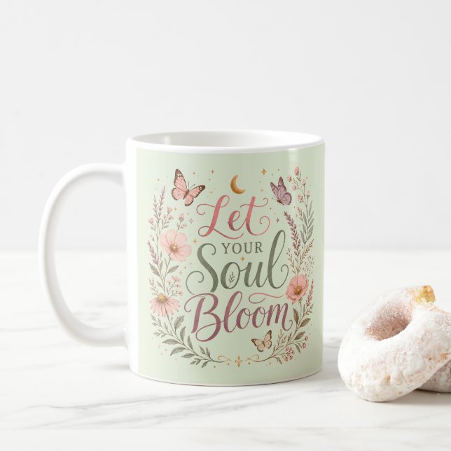 Lass deine Seele mit Boho Wildblumen Sanftem Salbe Kaffeetasse (Mit Donut)