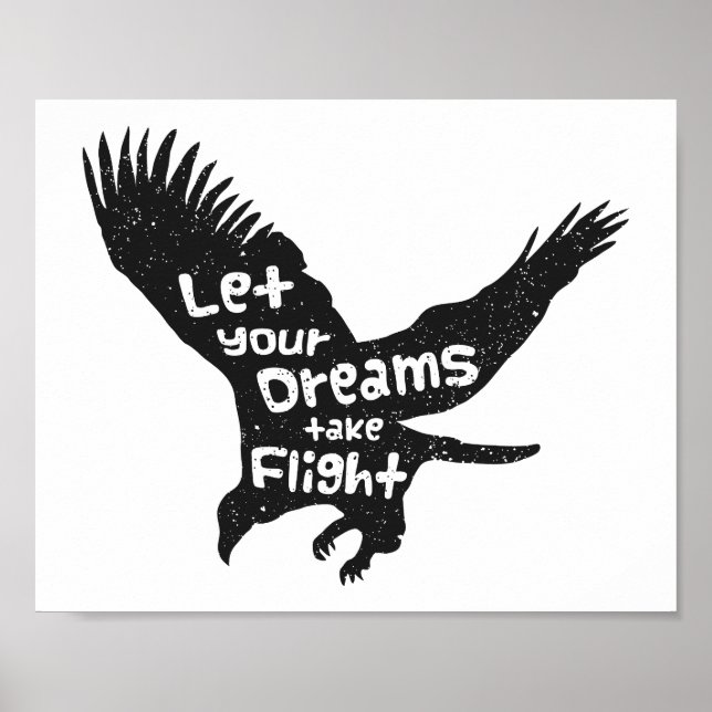Lass deine Träume Flight Eagle Black Grunge Poster (Vorne)