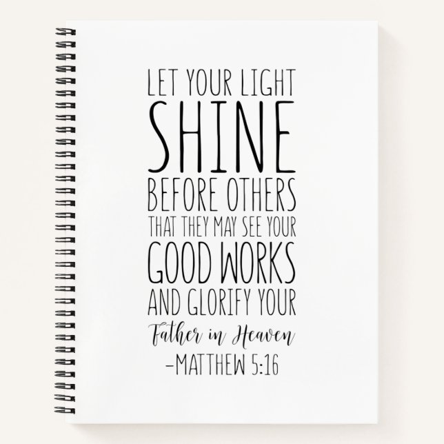 Lass deinen Lichtschimmer vor anderen, Matthew 5:1 Notizbuch (Vorderseite)