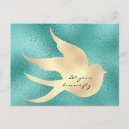 Lass deinen Traum Fly Motivierend Mint Green Bird Postkarte