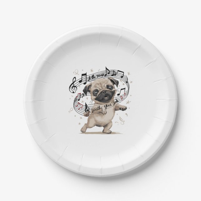Lass den Music Soothe Your Soul Dancing Mops für Pappteller (Vorderseite)