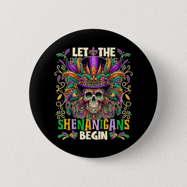 Lass den Shenanigans Begin Mardi Gras 2025 Kinder  Button (Vorderseite)
