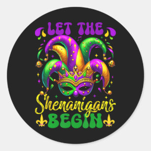 Lass den Shenanigans Begin Mardi Gras 2025 Kinder Runder Aufkleber