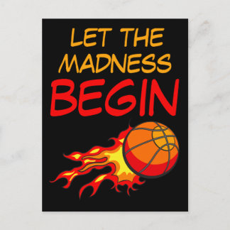 Lass den Wahnsinn Begin, Basketball Ball in Flamme Postkarte