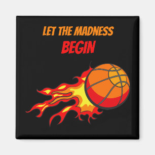 Lass den Wahnsinn Begin, fliegender Basketball Bla Magnet