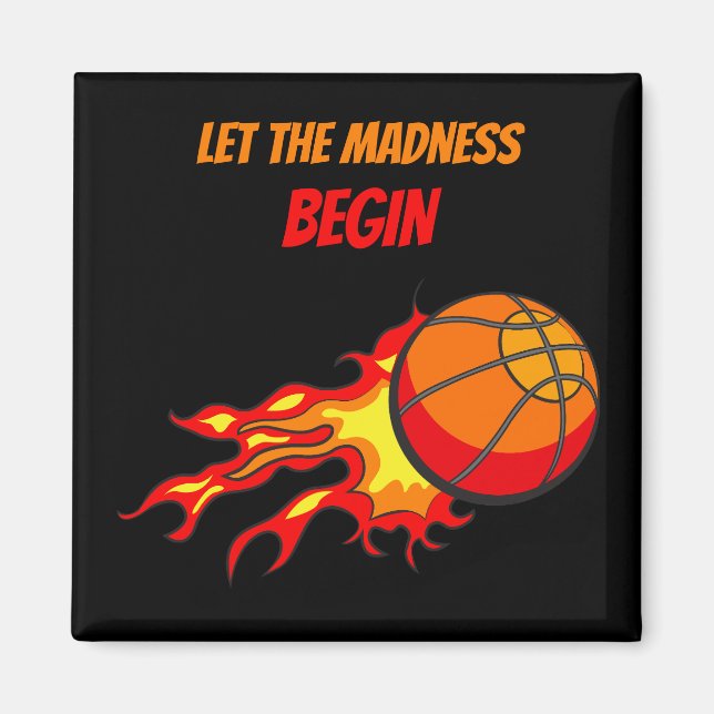 Lass den Wahnsinn Begin, fliegender Basketball Bla Magnet (Vorne)